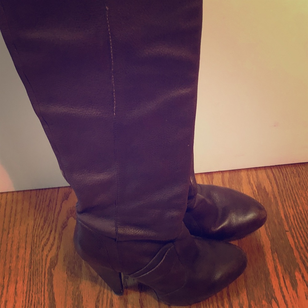 Zara brown leather over the knee boot